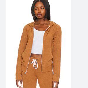 MONROW Supersoft Zip Up Hoodie in Hazelnut